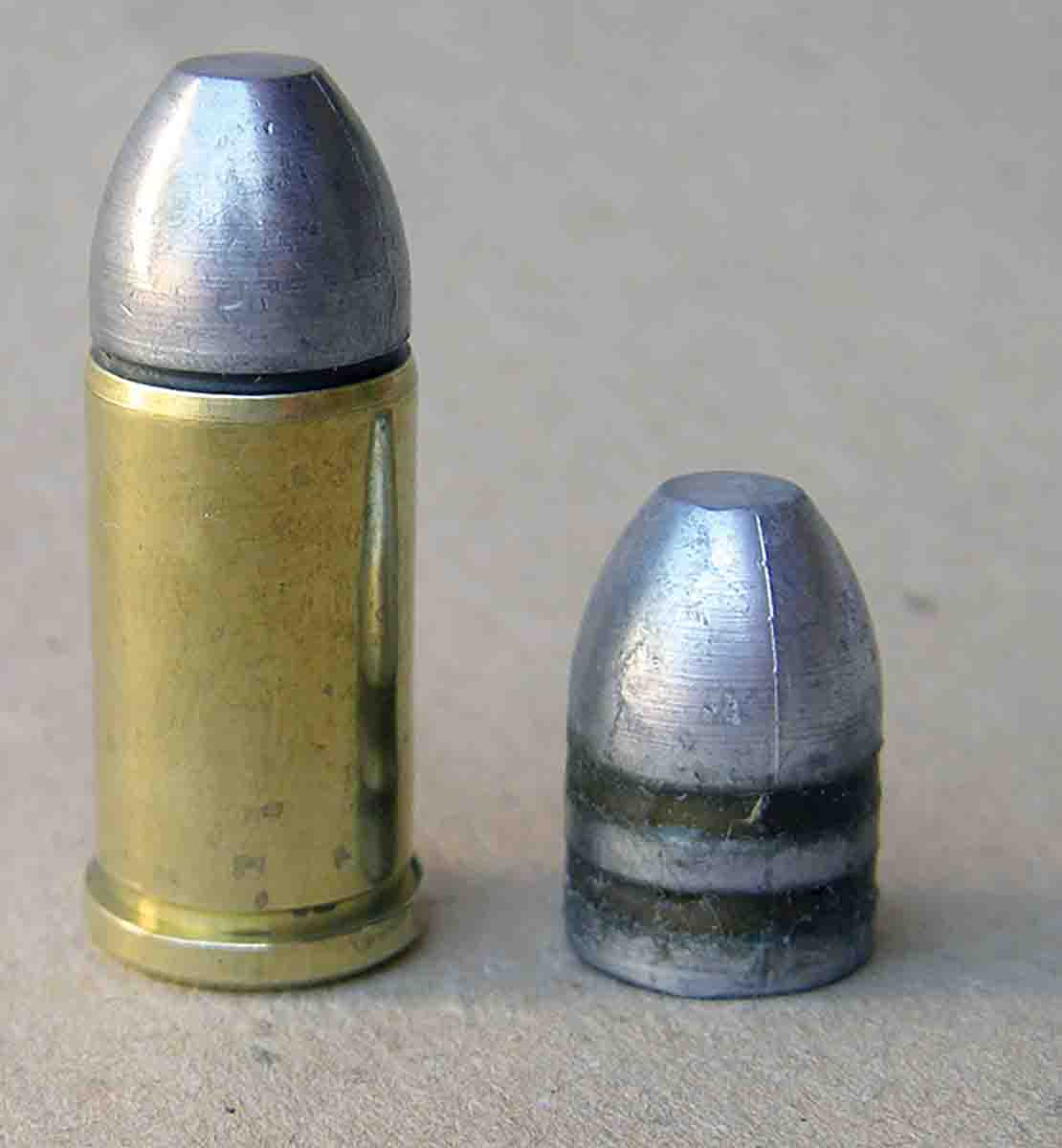 This 260-grain cast bullet from Lyman mould 454190 gave excellent accuracy, but it is crucial to seat it to the correct overall length to keep pressures in check.
